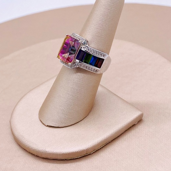 EUC Sterling Silver Bi Colored Topaz Cocktail Ring - Picture 9 of 16